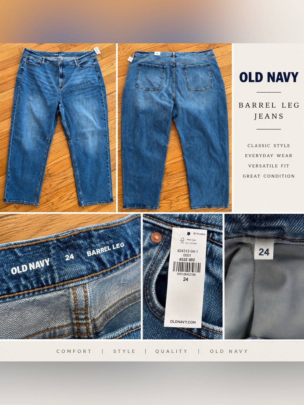 Old Navy Women's Blue Barrel Leg Jeans